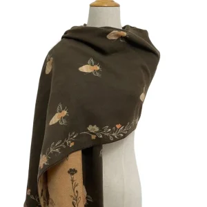 Bee Floral Soft Woven Frayed Scarf