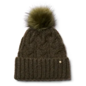 Amelia Chunky Knit Pom Bobble Hat From Failsworth In Moss