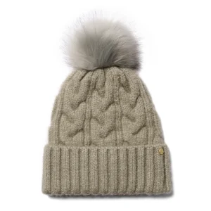 Amelia Chunky Knit Pom Bobble Hat From Failsworth In Thyme