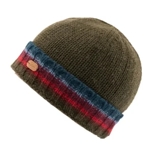 Kusan Wool Turn Up Beanie Hat Dark Green